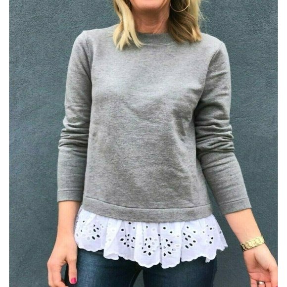 J. Crew Eyelet‎ Hem Sweatshirt Size XS - Picture 1 of 7